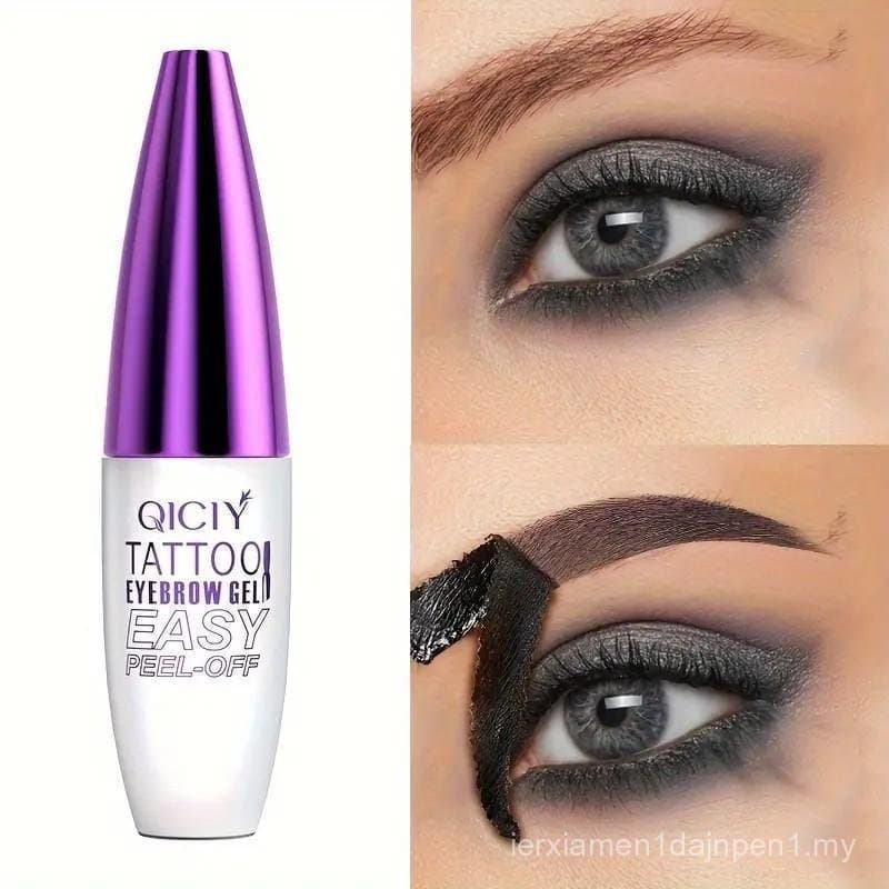 Gel de Sobrancelha Fácil de Remover - À Prova d'Água e Suor, Tinta de Tatuagem Preta ou Marrom de Longa Duração, Formaçã