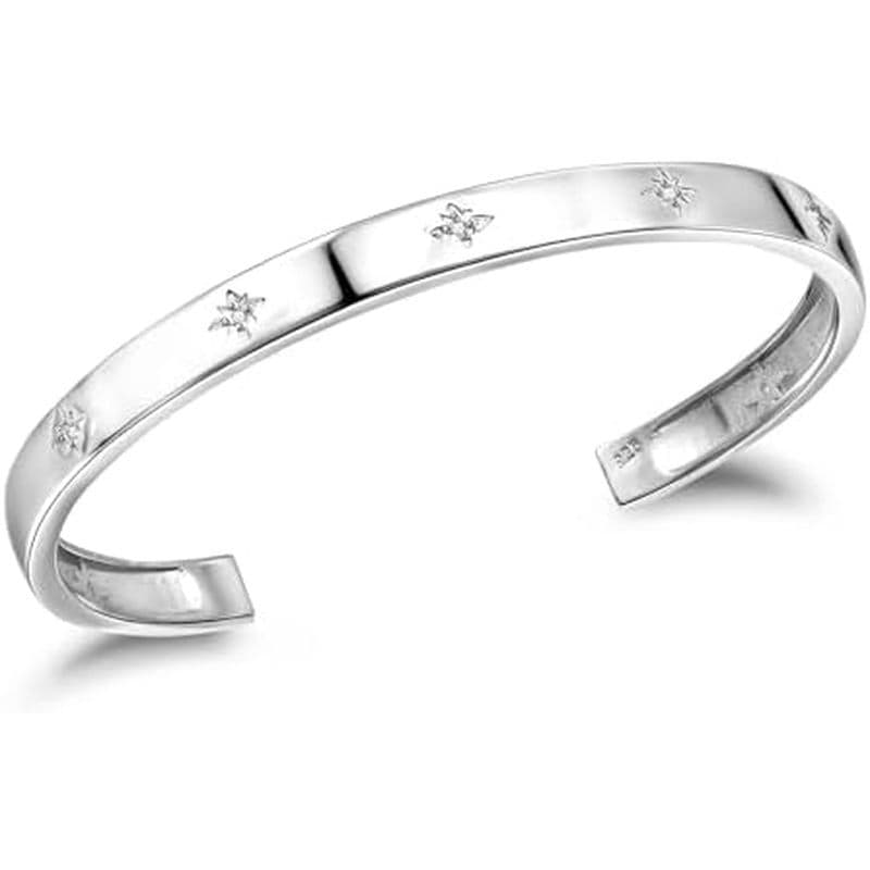 Pulseiras Sparkling North Star Com Punho Delicado Pulseira De Prata Esterlina 925 Ajustável Hipoalergênica Elegante Para