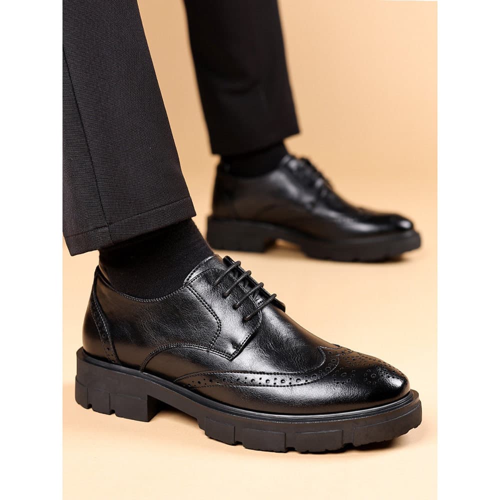 Sapatos de couro com aumento interno 10cm masculino Brooke aumentando sapatos casuais 8cm couro genuíno negócios Formal