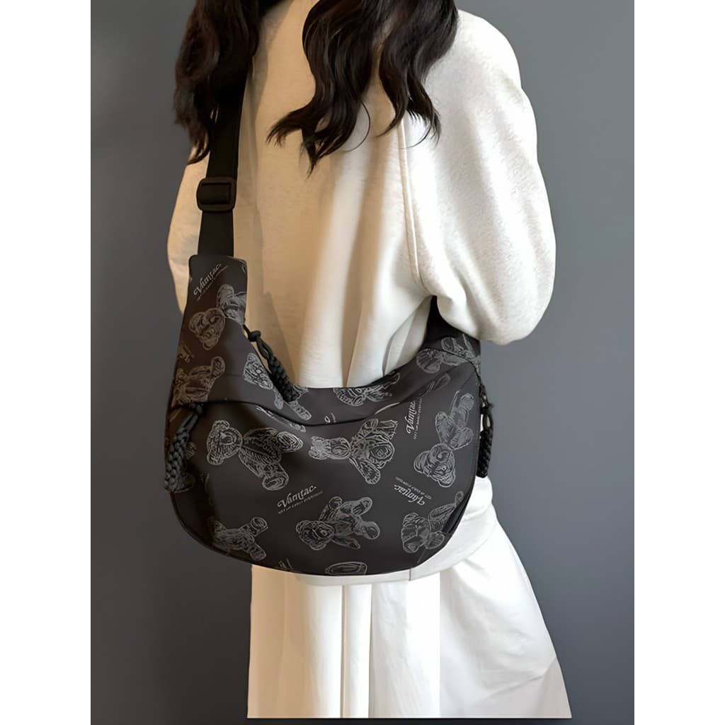 Bolsa mensageiro estilo funcional, bolsa de bolinho de um ombro, moda Commuter, impressão, armazenamento, bolsa de pano