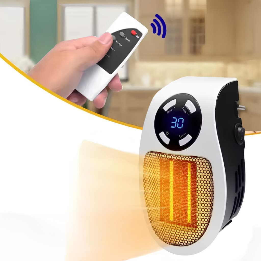 Mini Aquecedor Portátil Com Controle Remoto e Timer Tomada