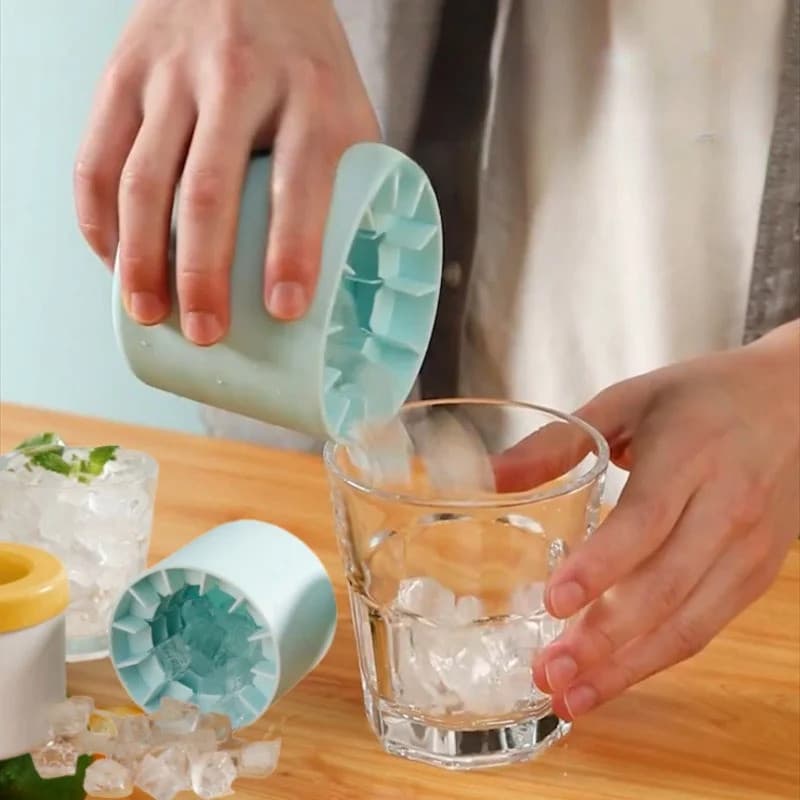 Forma de gelo de silicone mini, balde de gelo redondo, caixa de armazenamento de gelo, utensílios criativos para congela