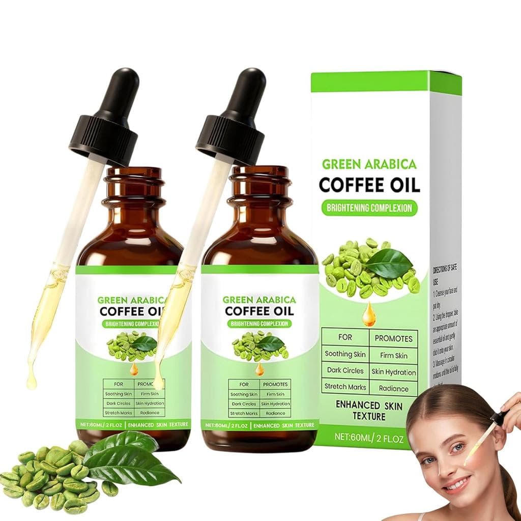 Óleo de café anti-rugas, conjunto de 2 peças, usado para combater o inchaço facial, tonificar e hidratar a pele, totalme