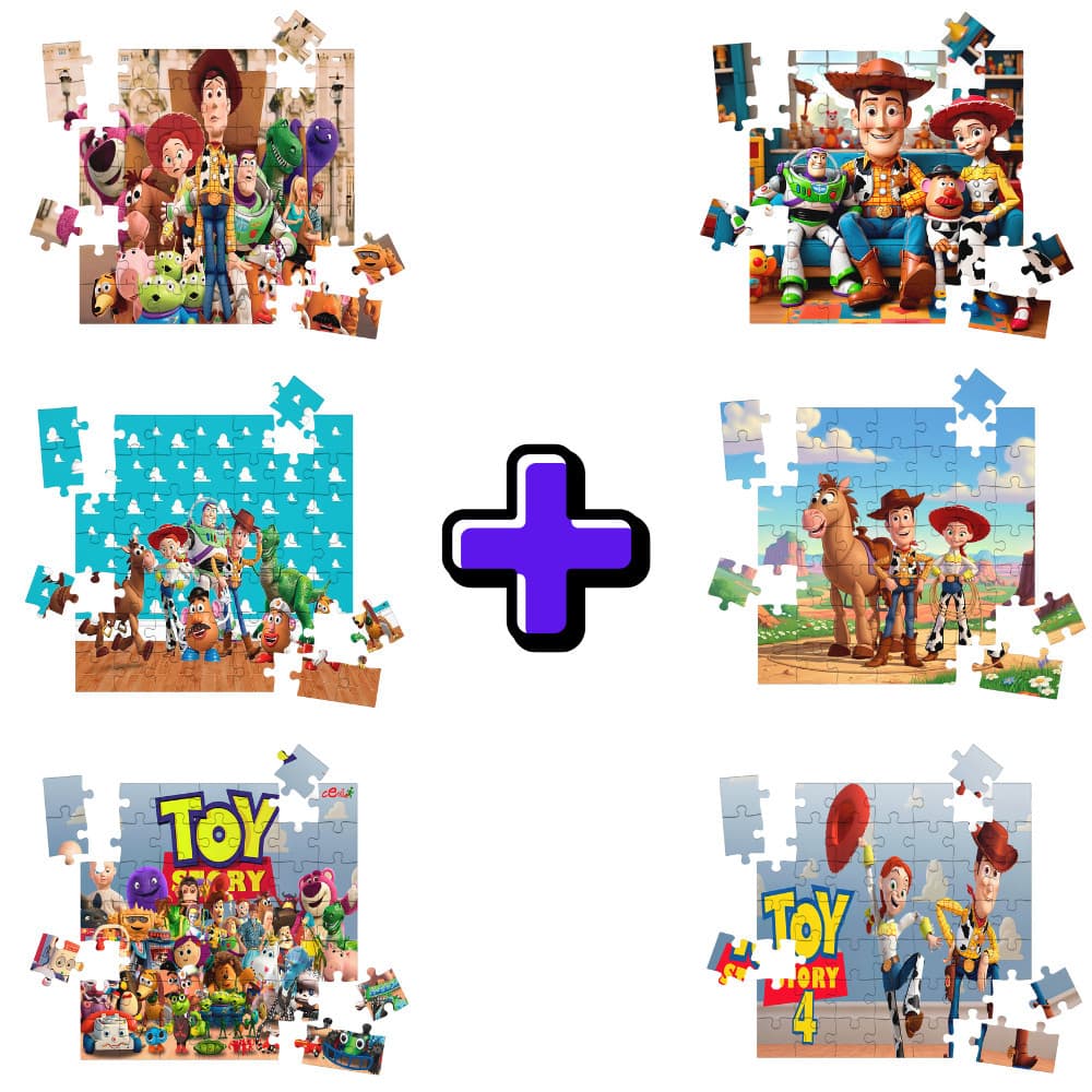 Kit 6 Quebra-cabeças Mdf Infantil Toy Story Desenho - 16 Peças Cada Vários Modelos