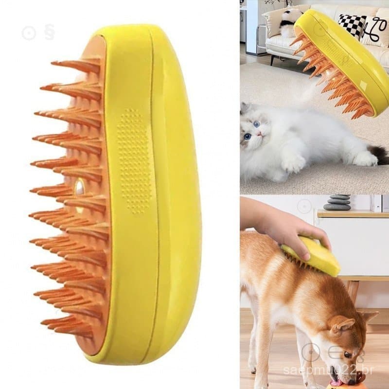 3-in-1 Steam Brush for Cats - Self-Cleaning - Massage Brush - Hair Remover - Pet Grooming Tool