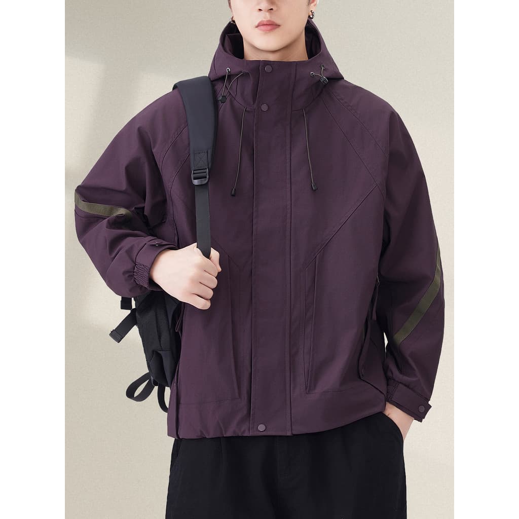 Jaqueta com capuz leve série montanha ao ar livre masculina primavera outono novo estilo à prova de vento caminhadas esc