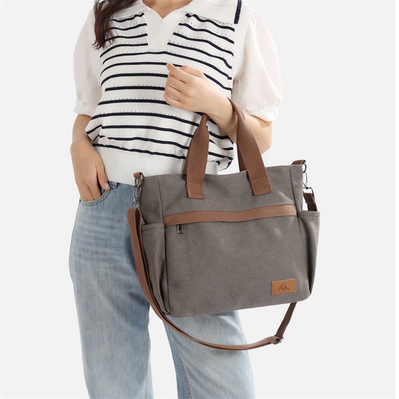 2026 novo estilo moda bolsa de lona feminina grande capacidade bolsa de ombro Casual All-Match bolsa estudante classe