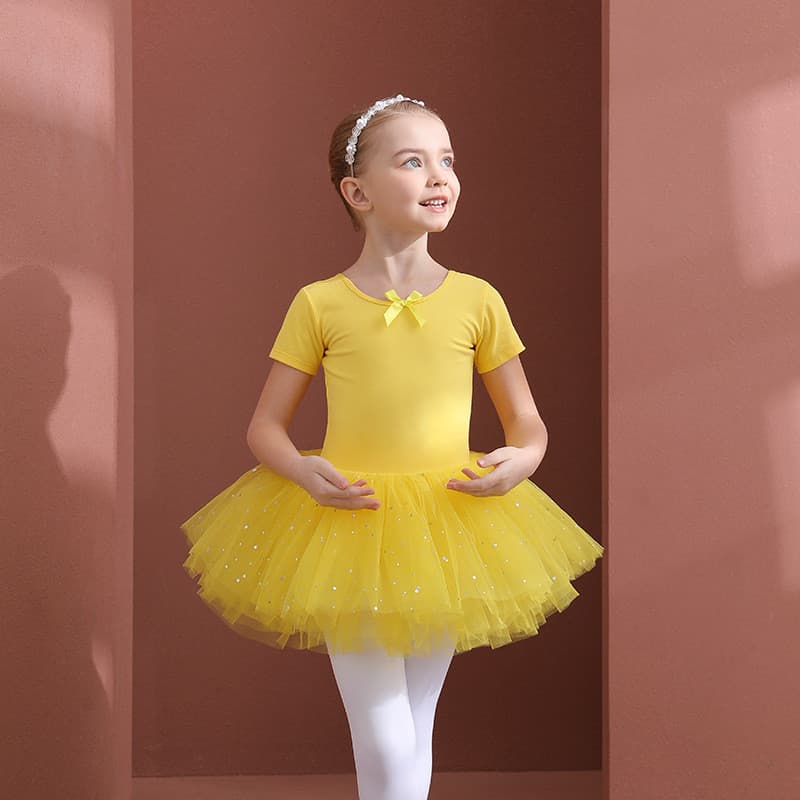 Roupas de dança infantil outono inverno manga comprida amarelo puro algodão roupas de prática para meninas exame-grau ba