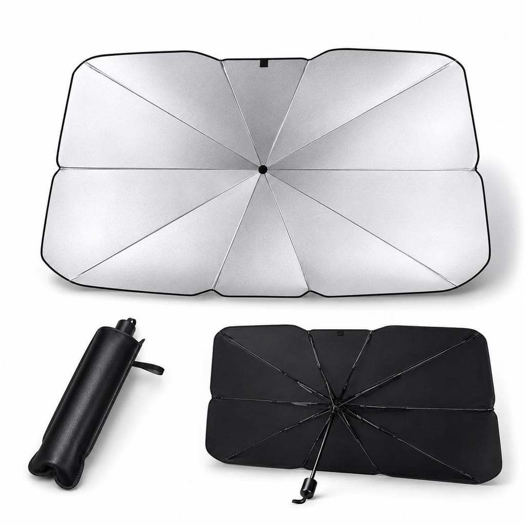 Guarda-Sol Para-Brisa Dobrável para Carro, Protetor Solar Refletivo Tipo Guarda-Chuva com Capa, Bloqueia Sol e Calor, Fá
