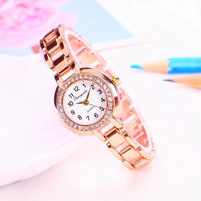 Rosé Ouro Relógio feminino moda Relógio Feminino Quartz Frete grátis versão coreana moda relógio feminino cravejado de d