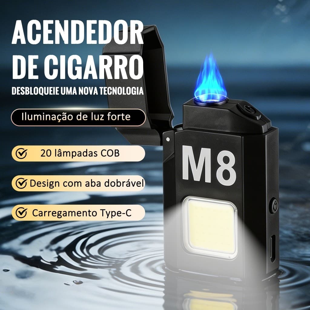 Lanterna LED Profissional com Isqueiro Recarregável USB Portátil Multiuso para Camping e Emergência Diária