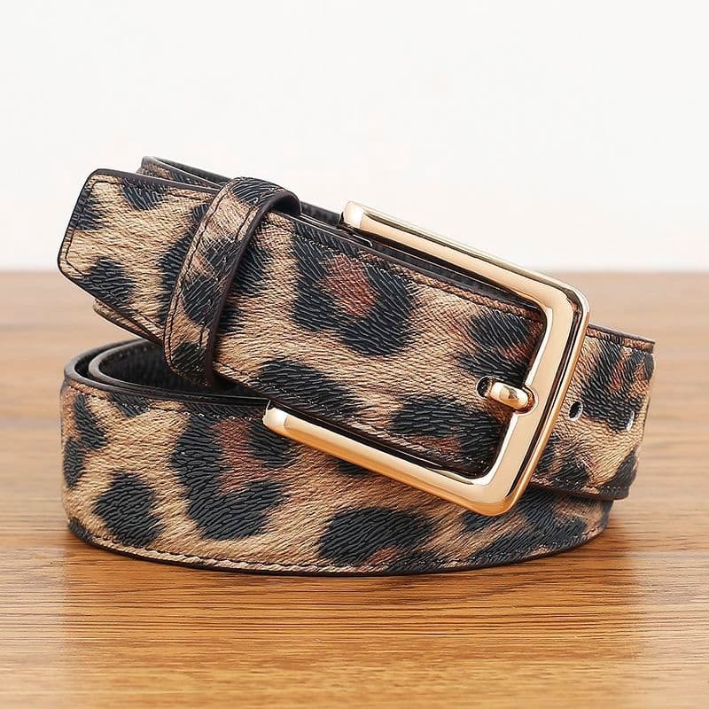 Cinto de impressão de leopardo feminino primeira camada cinto de couro masculino Casual versão coreana cinto de couro ge