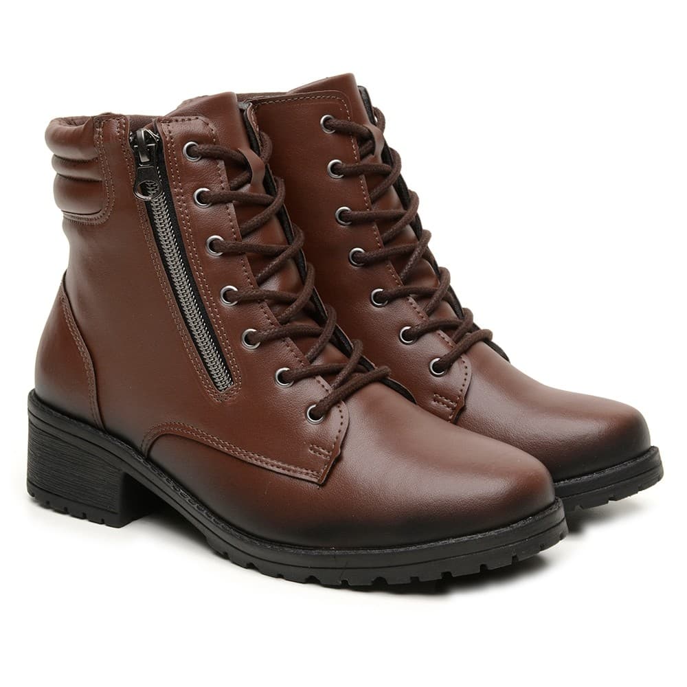 Bota Coturno Feminino Casual Salto Baixo Confortável Leve Estilosa Blogueira Tendência