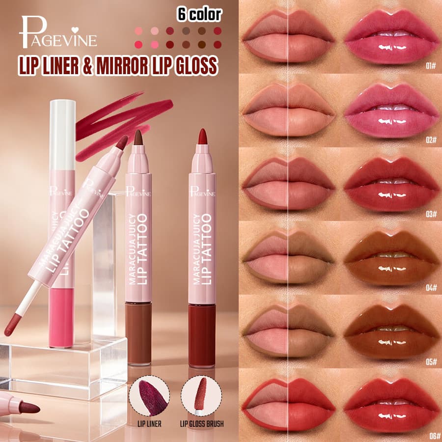PÁGINA VINE Cross-Border Hidratante Plump Lip Gloss Lip Liner Água Brilhante Luz Não Pegajoso Criar Dudu Lip Menos