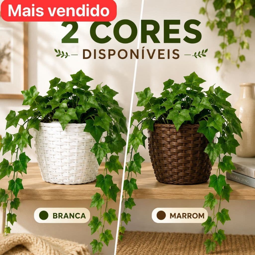 Arranjo Completo 3 Pendentes de Hera Artificial com 1 Vaso Decorativo