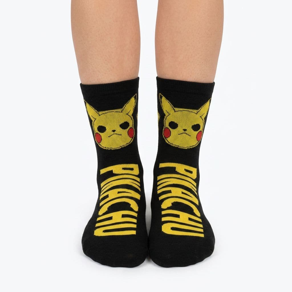 Meia Divertida Cano Longo Estampada frio Personagem Pikachu Tamanho Unico 35 a 44