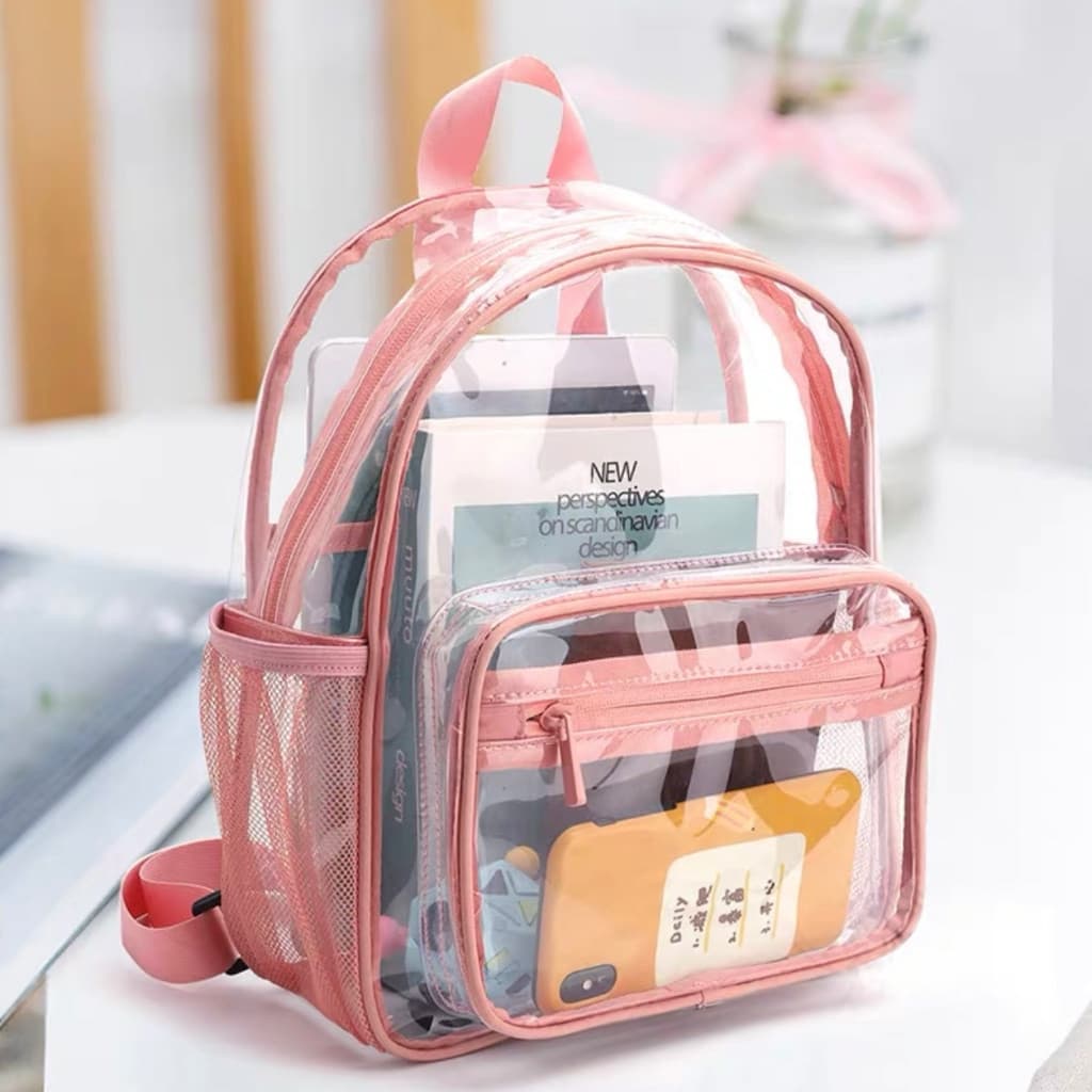 Mochila feminina transparente, multifuncional, adequada para viagens, estilo casual, grande capacidade.   M0GR 2ZA4