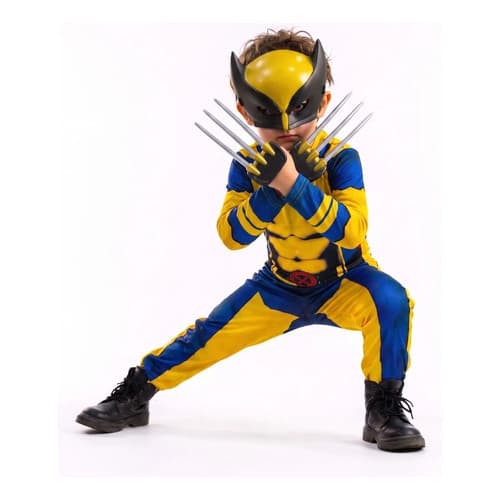 Fantasia Infantil Wolverine longa completa Mascara E 2 Garras De Plástico identico, filme, mutantes, xman