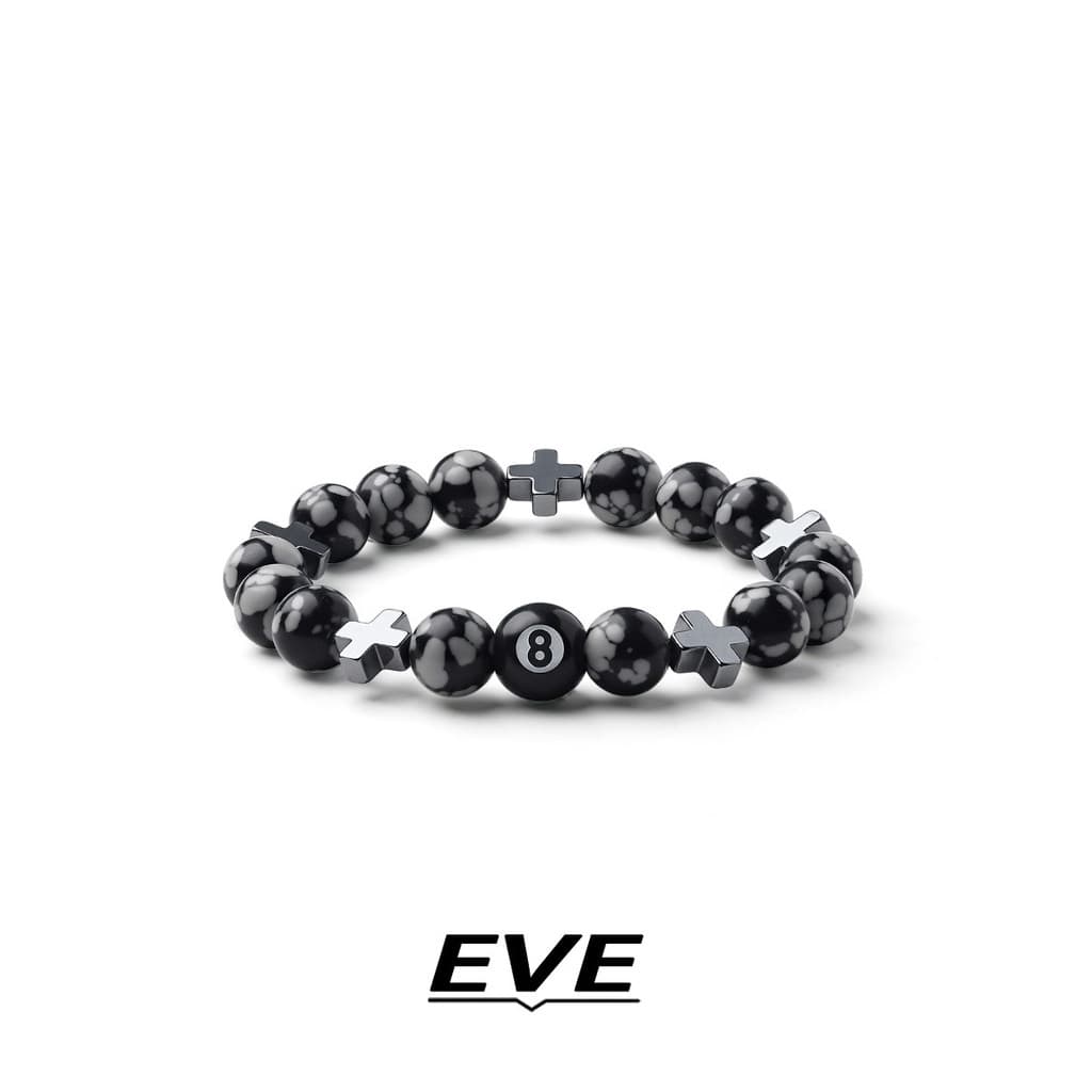 Pulseira Elástica Pulseira com Pingente Kit Conjunto Pulseiras EVE bilhar preto oito frisado pulseira estilo masculino n