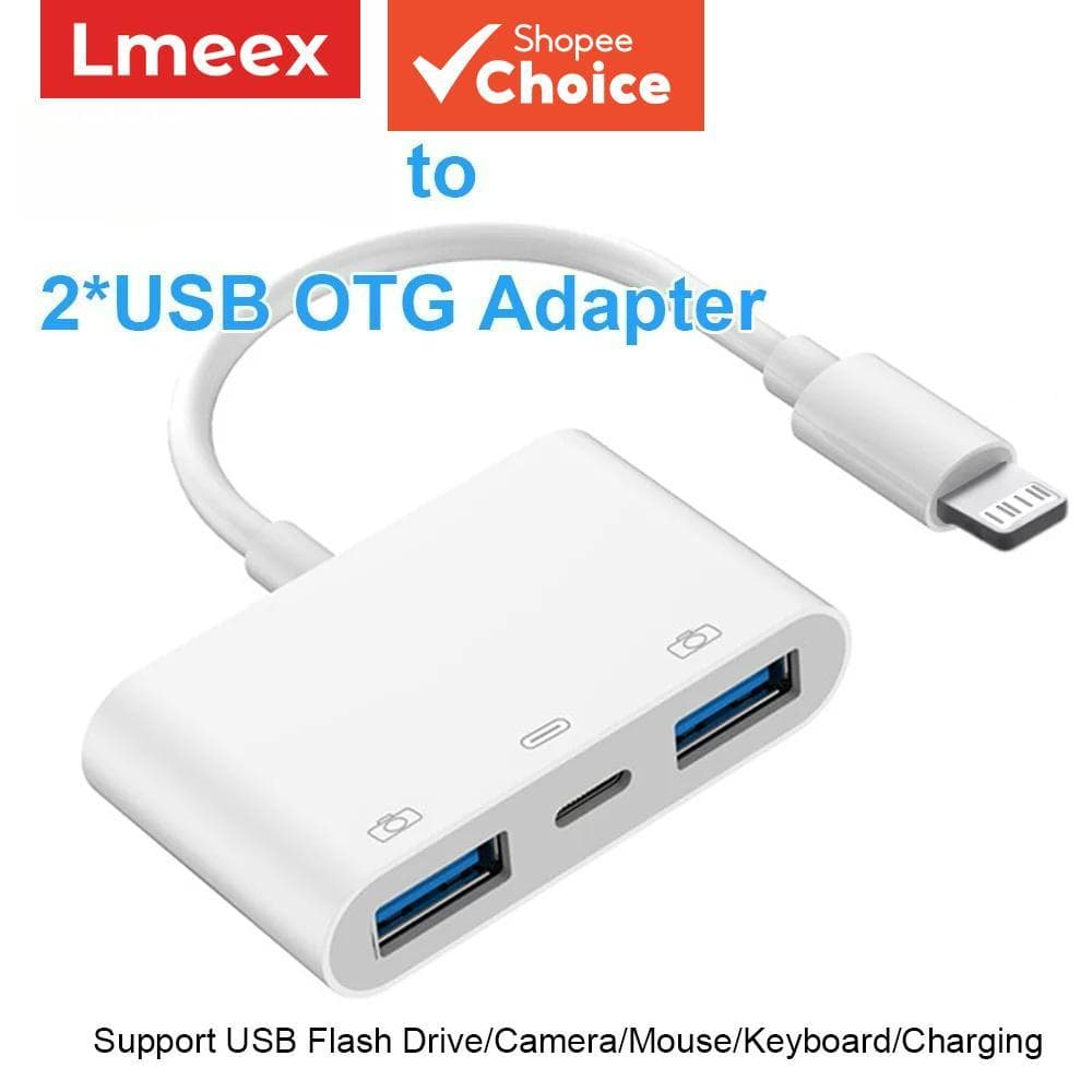 Adaptador de Câmera USB para iPhone e iPad – Cabo 3 em 1 OTG Lightning para USB com Porta de Carregamento