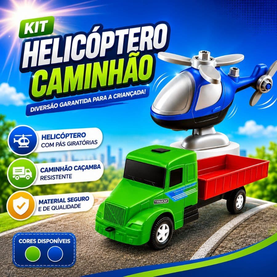 Caminhão Carroceria Helicóptero Usual Brinquedos Infantil Toys Presente