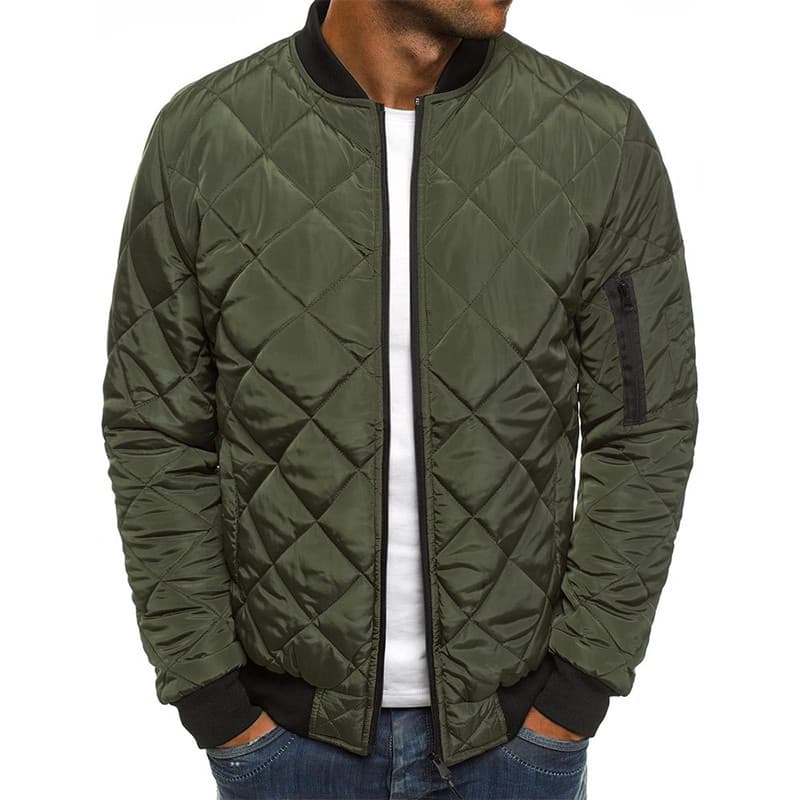 Roupas masculinas de comércio exterior jaqueta de cor sólida roupas acolchoadas de algodão losango costurado engrossado