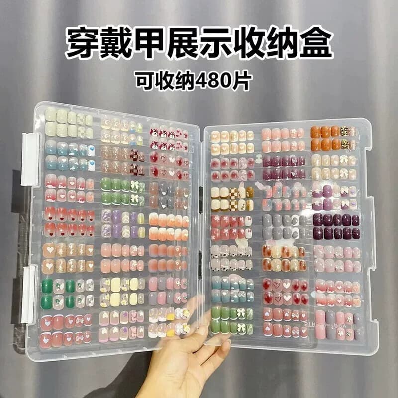 Manicure Wearable caixa de armazenamento de unhas Anti-poeira transparente armazenamento organizador livro tapinhas peça