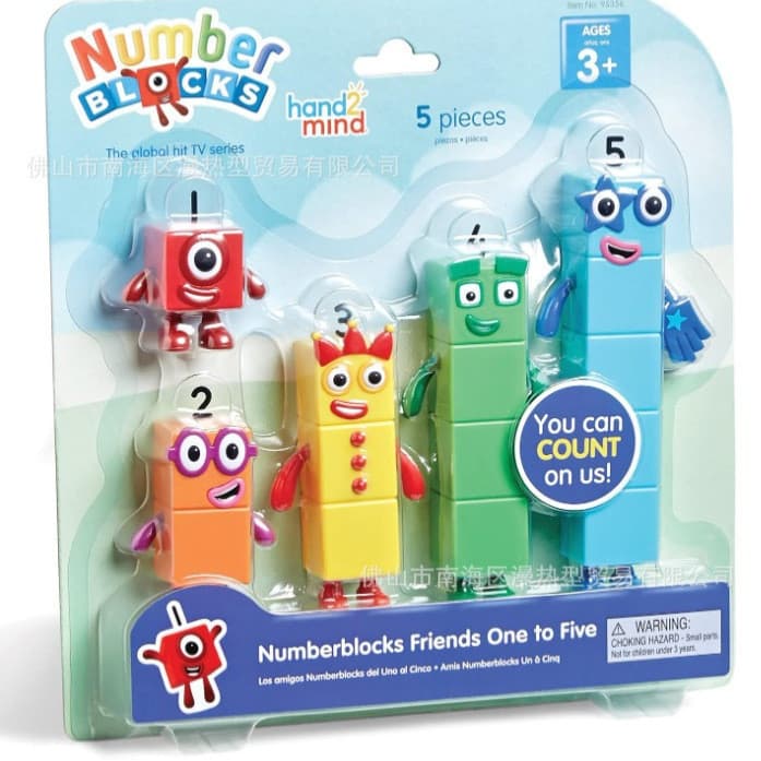 Hand2mind Numberblocks Friends Conjunto de boneca de desenho animado de um a cinco números Boneca de brinquedo