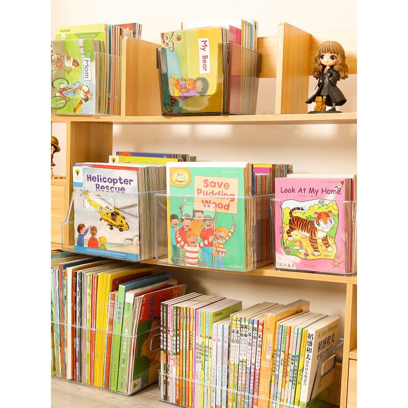 Estante na mesa acrílico Desktop livro caixa de armazenamento mesa leitura Rack arquivo