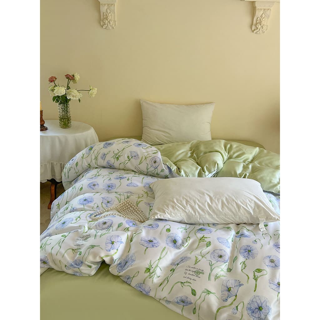 Poppy feriado Original francês romântico Tencel colcha capa de edredão seda gelo legal nu dormir colcha de verão