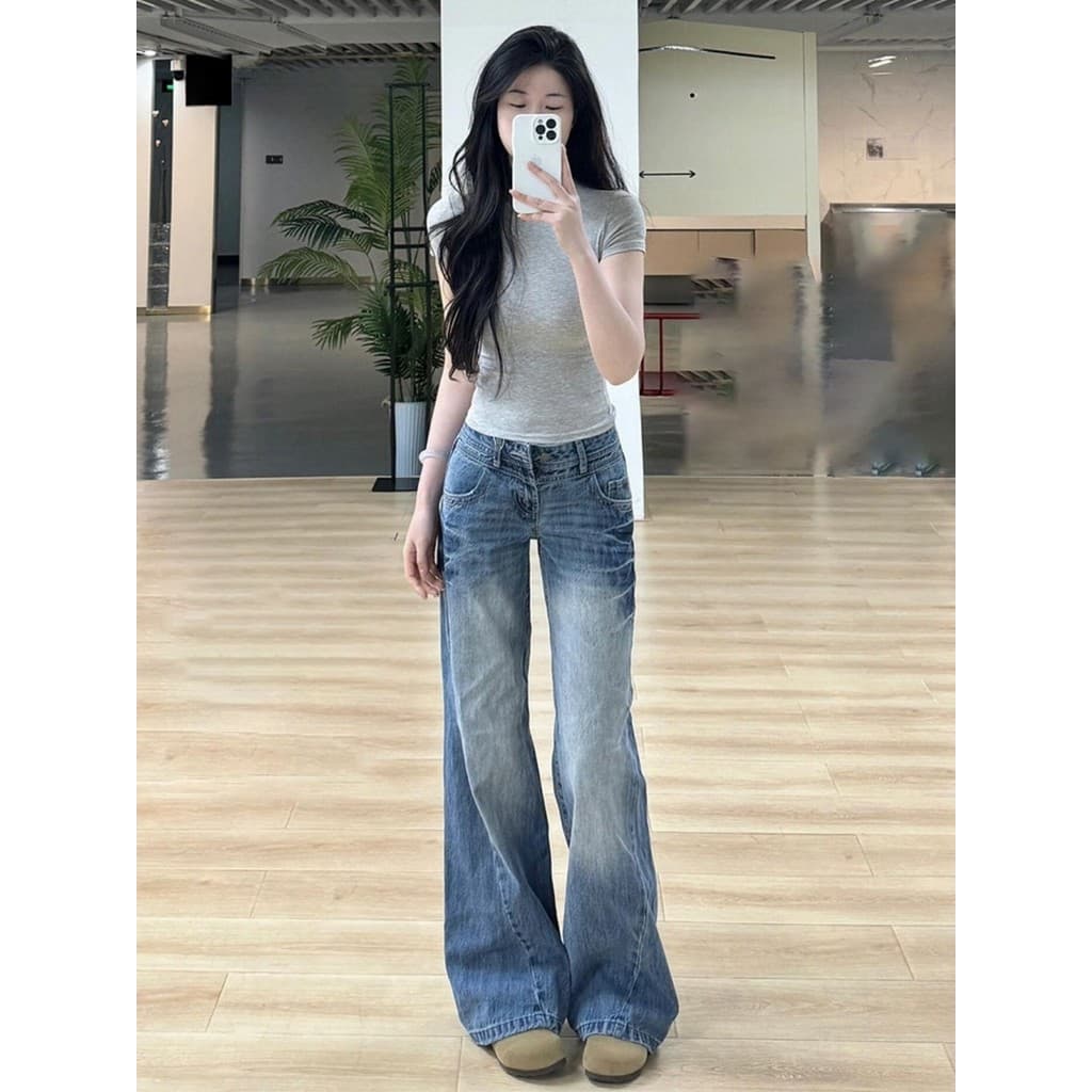 Tamanho grande americano Retro ligeiramente Jeans feminino 2026 primavera gordura mm quente menina alta rua mais magro o