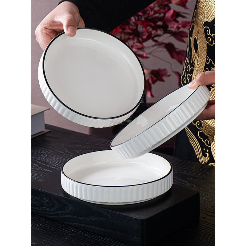 Prato doméstico talheres de cerâmica padrão Vertical simples estilo nórdico influenciador High-End sentido placa jantar
