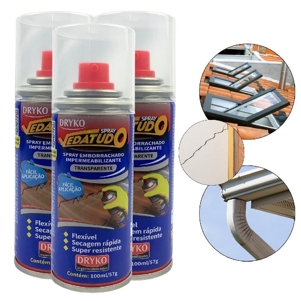 Kit 3 Impermeabilizante Spray Manta Líquida Vedatudo 100ml
