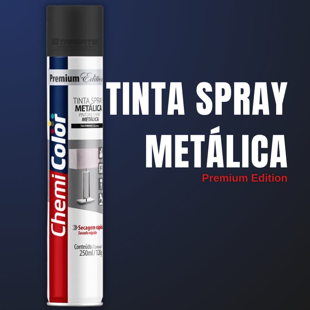 Tinta Spray Metálica Preto Chemicolor 250ml Uso Interno varias cores