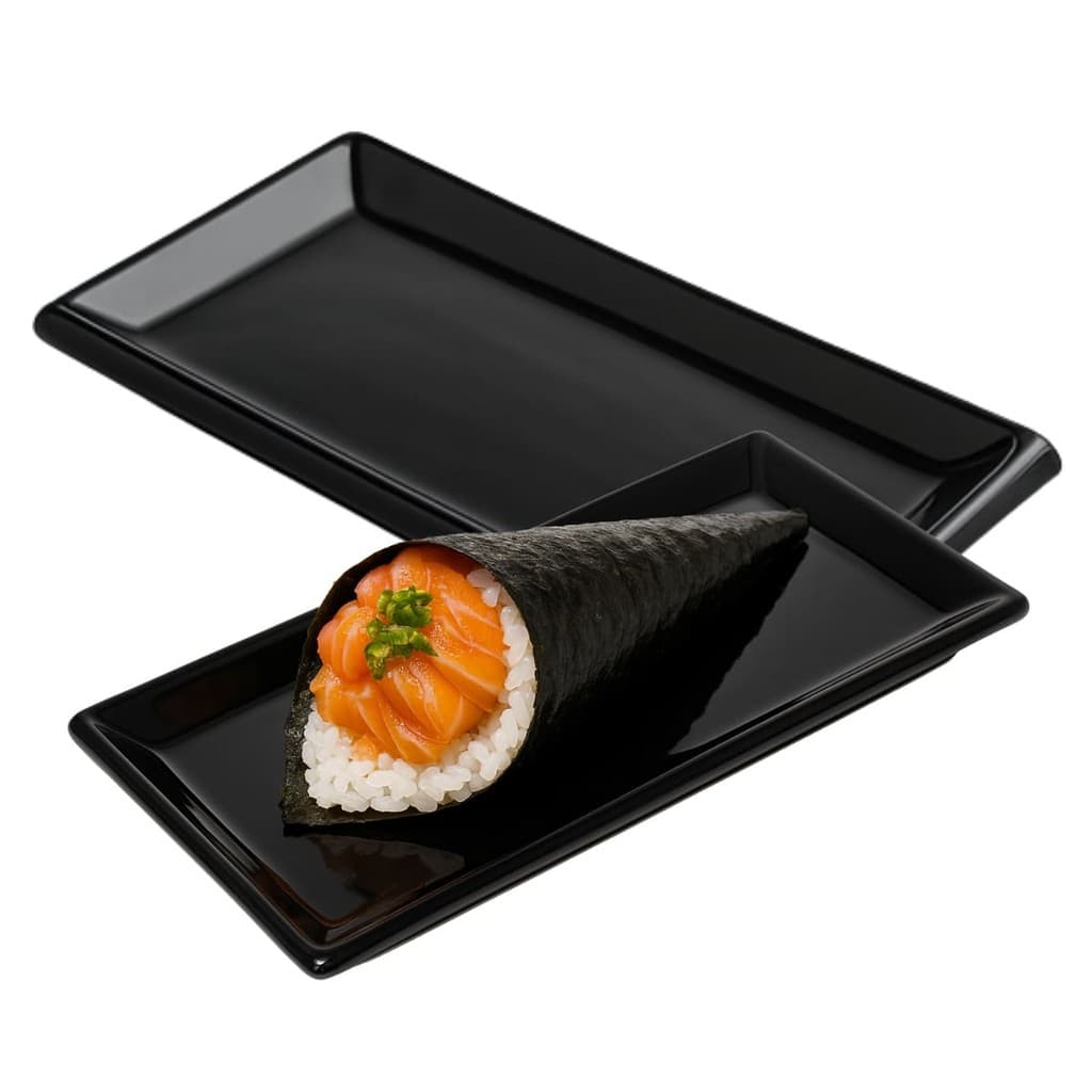 Kit 24 Travessa Retangular 22cm Preto Sapporo