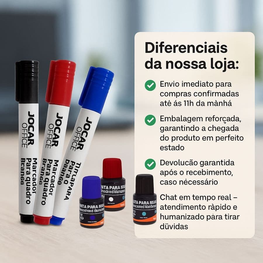 Kit Marcador Quadro Branco Marcador Quadro Branco Azul Preta Vermelha-jocar 3 UNIDADES + 3 Tintas