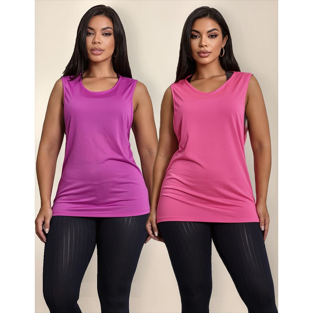 Regata Dry Fit Camiseta Feminina Academia- 2 Unidades