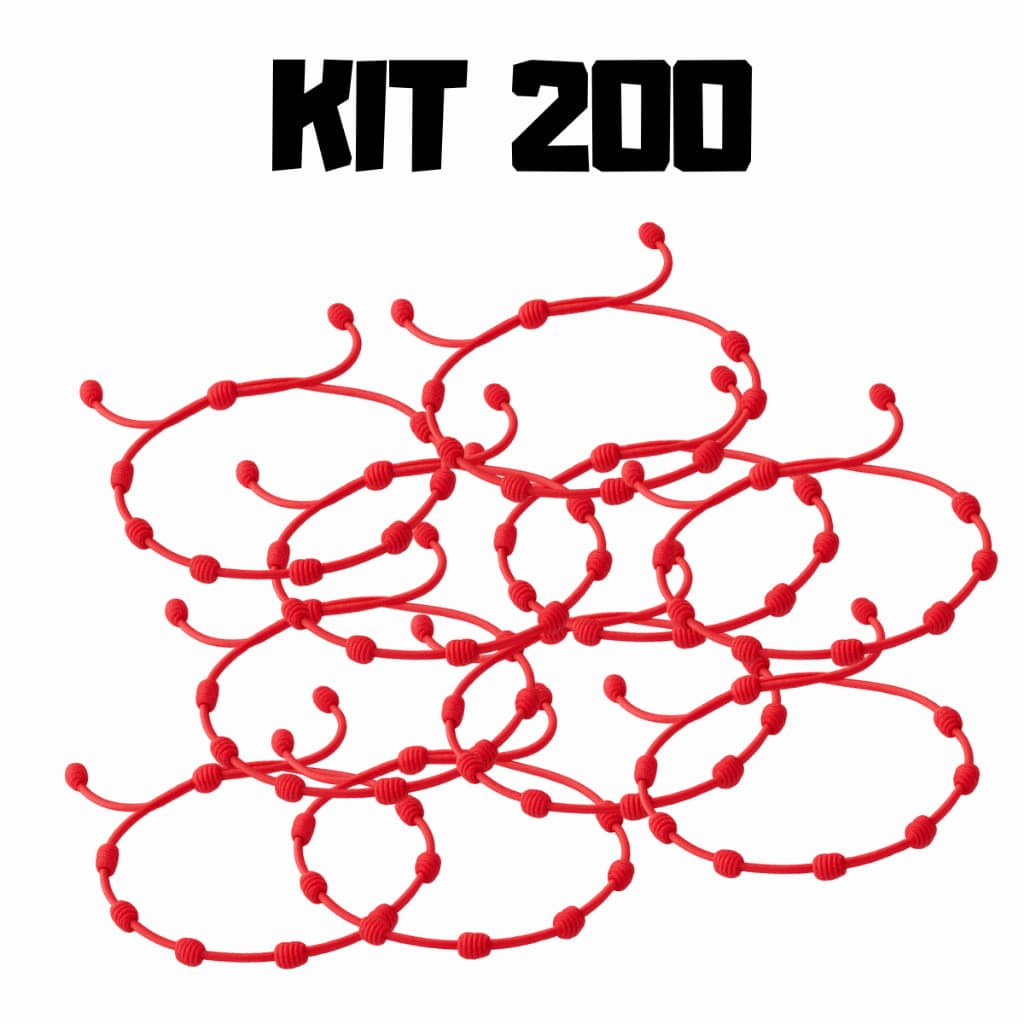 Kit 200 Pulseiras Vermelhas 7 Nós Atacado Mal Olhado Inveja Proteção Casal Unissex Envio Rápido