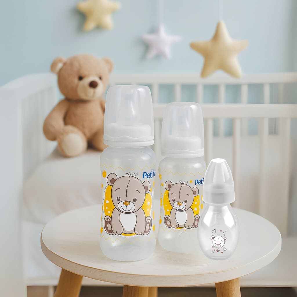 Kit 3 Mamadeiras bebe Premium  240 ML 140ML  60ML Bico Silicone Petita