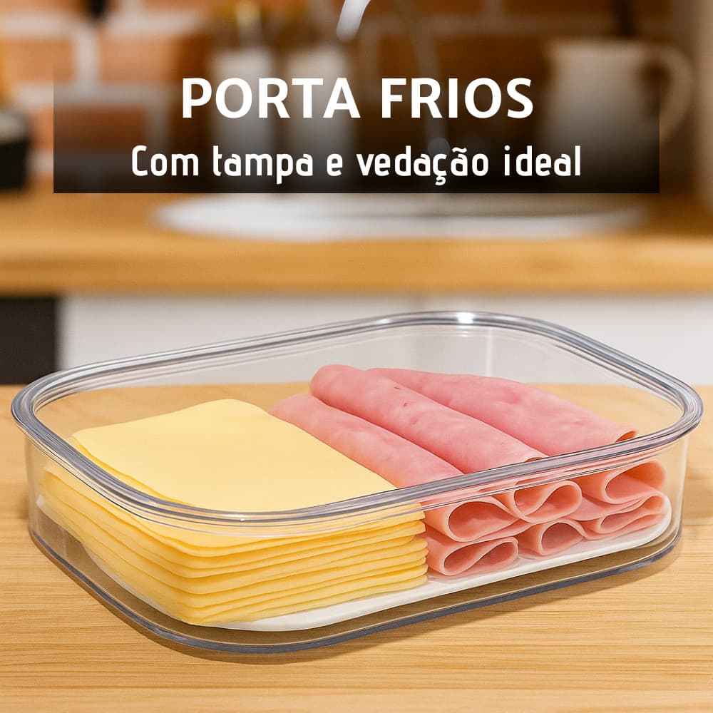 PORTA FRIOS COM TAMPA ORGANIZADOR COZINHA GELADEIRA ARMÁRIO - PN 2000