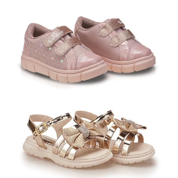Tênis + Sandália Baby Menina Kit 2 Pares Tem Shoes