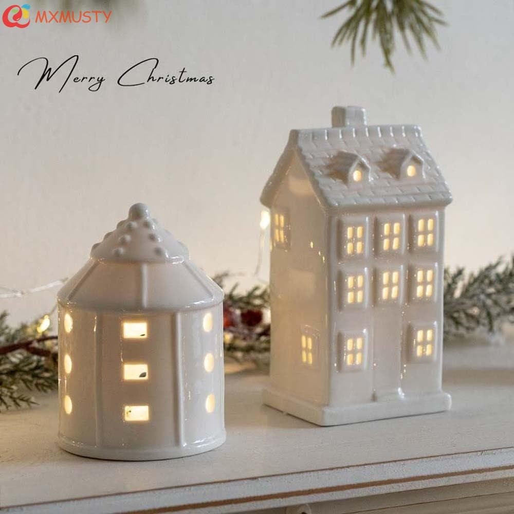 Ornamento De Lâmpada De Porcelana MXMUSTY , Baterias De Botão De Cerâmica Luzes De Atmosfera De Natal , Brilho Quente