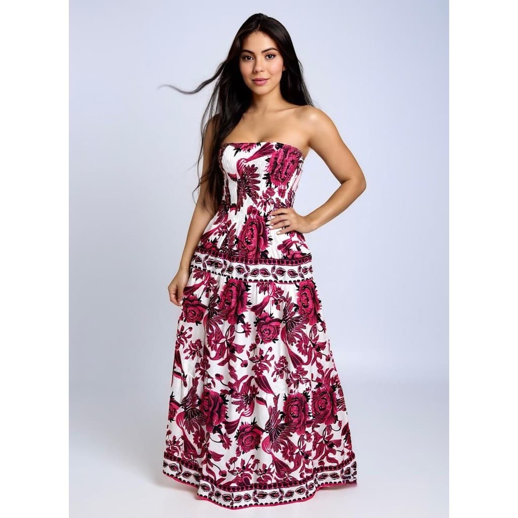 ￼VESTIDO LONGO CON LASTEX TOMARA QUE CAIA