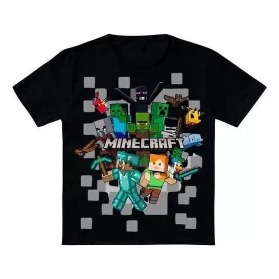 camiseta camisa blusa Infantil Jogo craft Personagem Algodão100%
