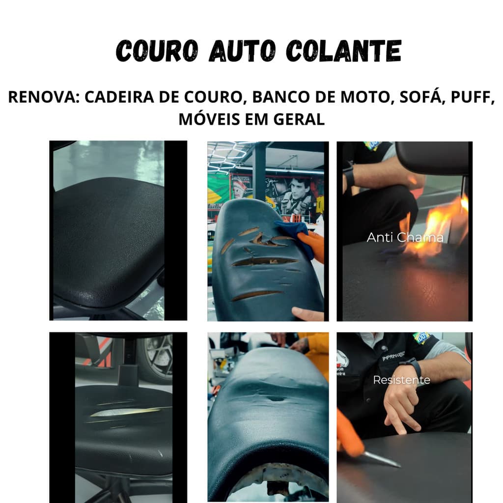 Couro Adesivo Autocolante para Reparo e Revestimento | Sofá, Carro, Cadeira e Móveis