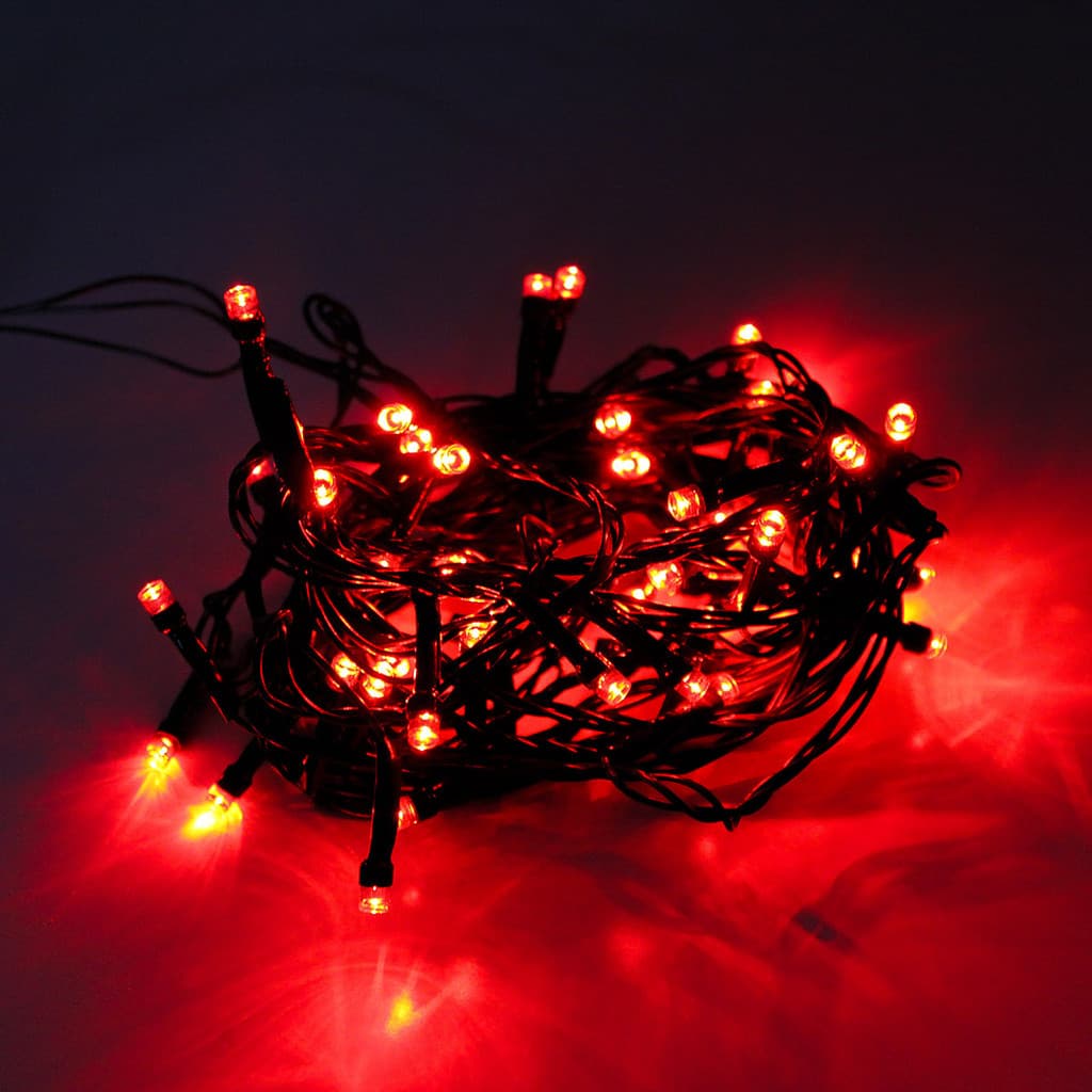 Cordão LED 50 Lâmpadas Gota 5M Fio Verde Escuro Vermelho