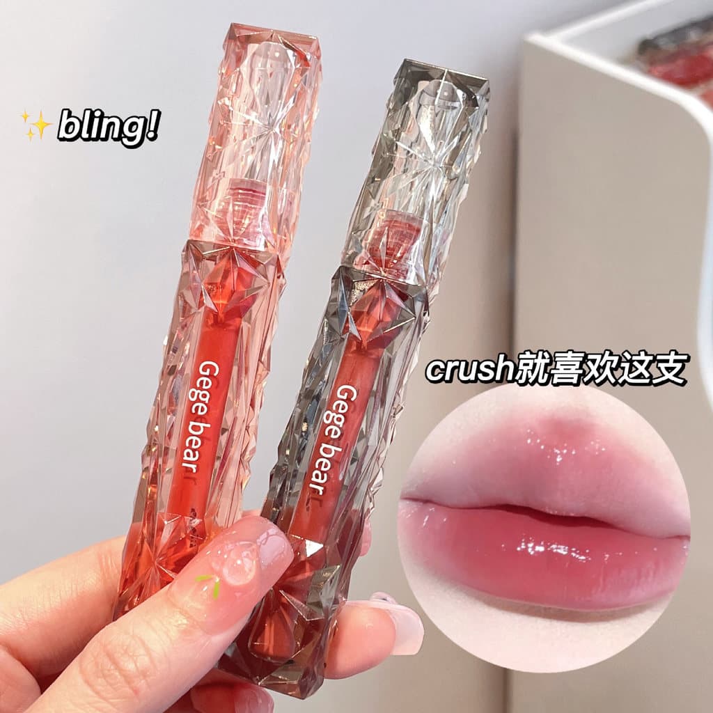 Diamante brilhante espelho brilho labial cristal transparente água brilhante clareamento labial de longa duração Natural