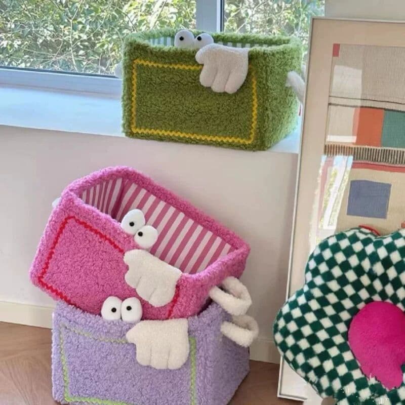 Cesta de armazenamento de pelúcia dopamina pequeno monstro brinquedo lanche caixa de armazenamento de mesa organizar arm