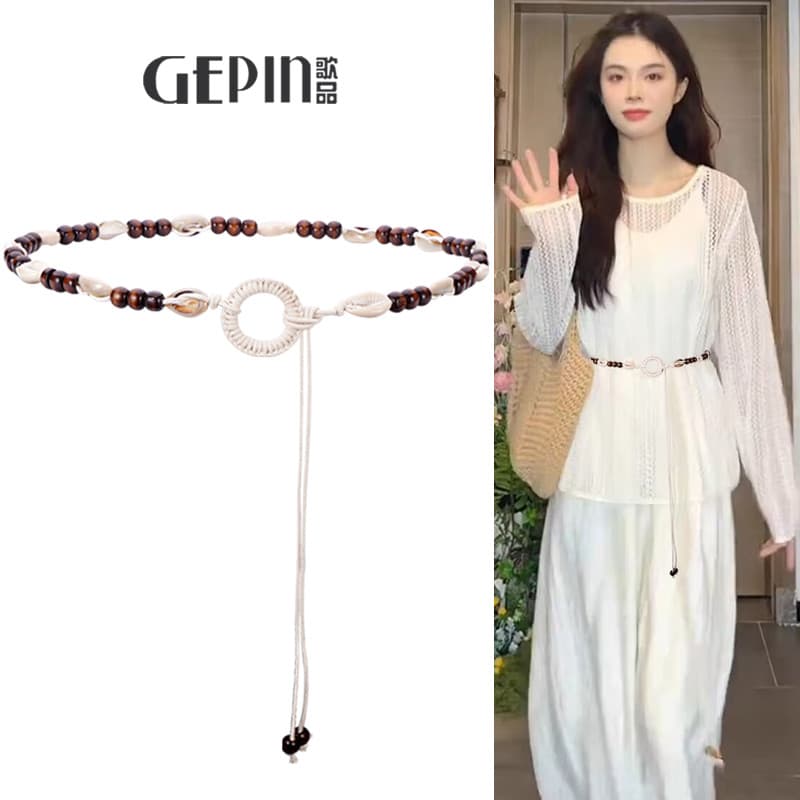 Boêmio estilo étnico cintura corrente corda trançada branco cinto fino acessórios femininos High-End sentir vestido comb