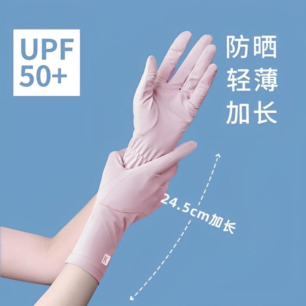 Luvas de proteção solar femininas verão pulseiras de comprimento médio estilo fino mangas respirável Anti-ultravioleta c